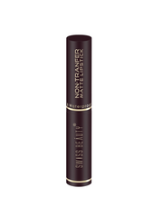 Matte waterproof lipstick tube, lilac blush shade, golden accents on black container