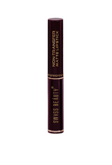 Matte waterproof non-transfer lipstick tube, burgundy shade with vertical label