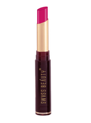Non-transfer waterproof matte lipstick, magenta tip, maroon tube with gold lettering