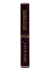 Non-transfer waterproof matte lipstick, maroon tube side with "Non-transfer" text