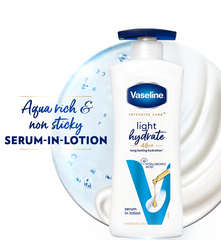 Vaseline Light Hydrate serum-in-lotion pump bottle, angled front view