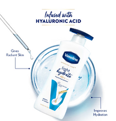 Vaseline Light Hydrate serum-in-lotion pump bottle with hyaluronic acid