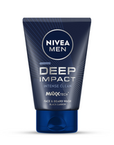 NIVEA MEN Deep Impact face & beard wash tube, black carbon, blue base