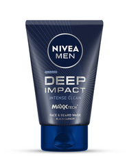 NIVEA MEN Deep Impact face & beard wash tube, black carbon, blue base