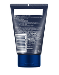 NIVEA MEN Deep Impact face & beard wash back label with barcode and directions