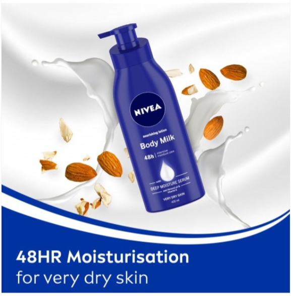 NIVEA body milk pump bottle, deep blue, for very dry skin