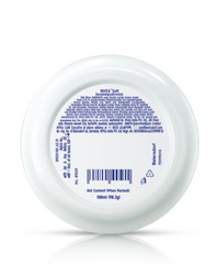 Moisturizer jar back label, white tub with barcode and net content text
