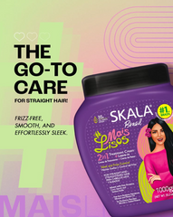 Purple hair conditioning cream bottle with black cap, front label facing