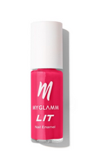 Pink nail enamel bottle with white label