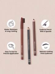 Eyebrow pencils with spoolie tips in assorted shades
