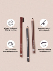 Eyebrow pencil set with spoolie tips in dark brown shades