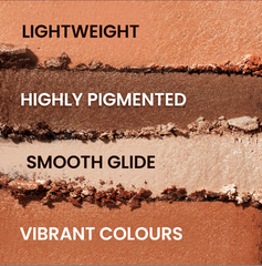 Glittery eyeshadow swatches showing smooth shimmer in rose and bronze tones