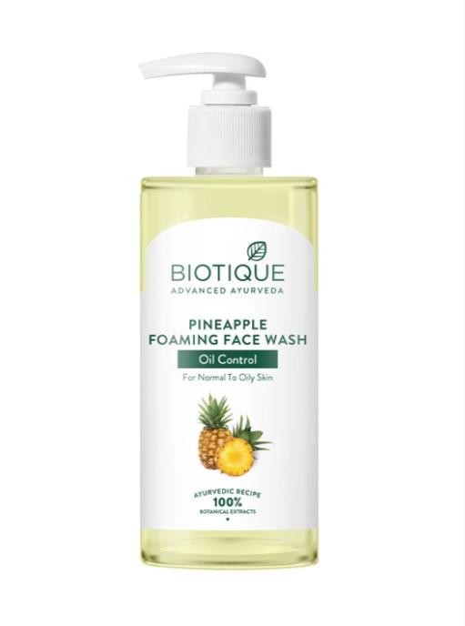 Biotique pineapple oil control foaming face wash bottle with pump