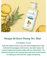Biotique pineapple foaming face wash bottle with pump and label details