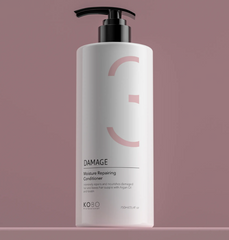 KOBO hair damage repair conditioner bottle with black pump, white label, 750 ml