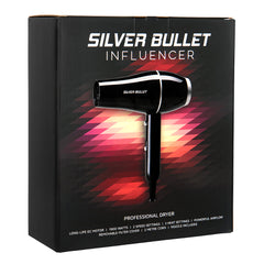 Hair dryer product box showing the dryer and brand name on the front