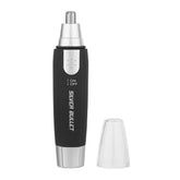 Black nose and ear trimmer with silver head and protective cone guard