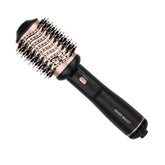 Black hot air brush with oval rose-gold barrel and mixed bristle tips