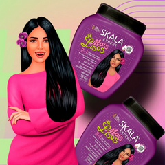 Purple hair treatment cream bottle with black cap, seen at an angle