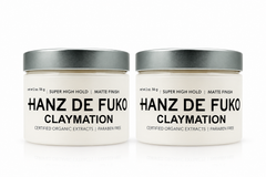 Two white hair clay jars with gold lids, matte finish, super high hold.