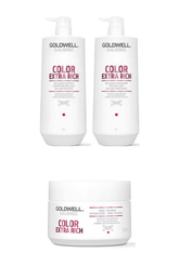 Goldwell Dualsenses Color Extra Rich shampoo bottles, 1L and 1L