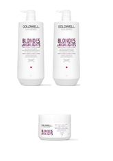 Goldwell Dualsenses Blondes & Highlights shampoo bottles, 1L pack with pumps