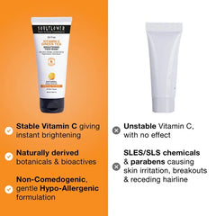 Vitamin C green tea face wash front and back tubes, white with dark bottom
