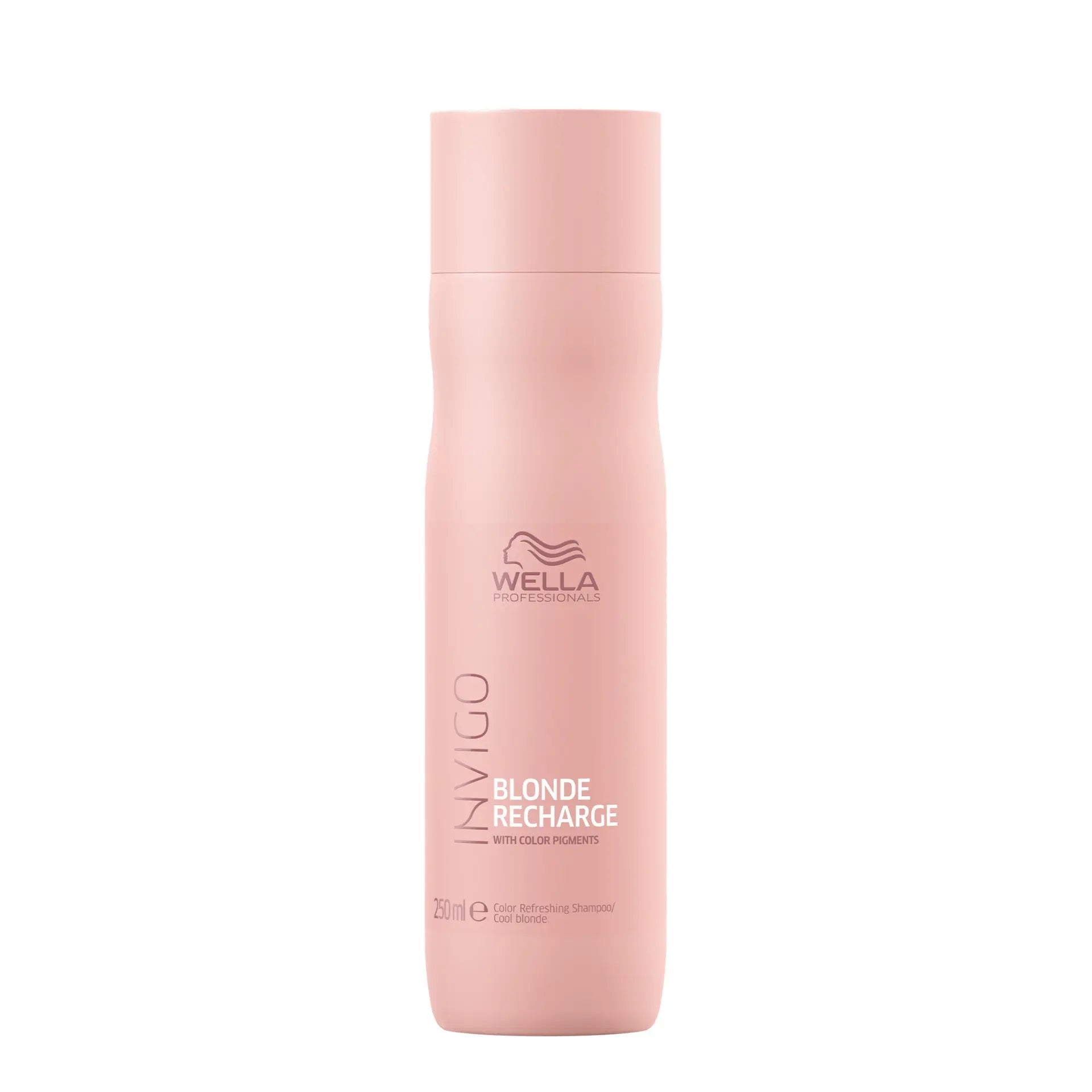 Wella Professionals Invigo Blonde Recharge cool blonde shampoo bottle, pink