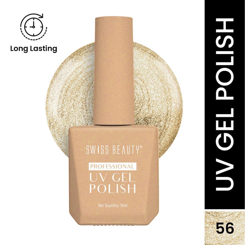 UV gel nail polish, beige gold shade 56 bottle