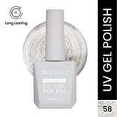 Professional UV gel nail polish bottle, light gray shade 58, with silver cap