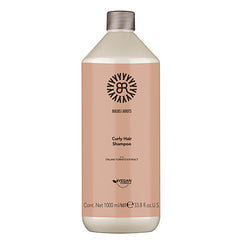 Curly hair shampoo bottle, 1.0 L, beige label with dark cap