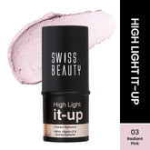 Highlighter stick in radiant pink, shade 03, black cap and label