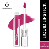 Matte liquid lipstick in Raw Plum shade with applicator wand