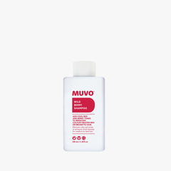 Shampoo bottle: Muvo Wild Berry 100ml, white bottle with red label