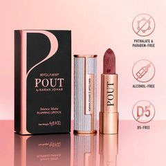 MyGlamm Pout matte lipstick in purple, rose-gold bullet with deluxe box