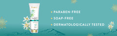 Youth Eternity face wash with paraben-free, soap-free, dermatologically tested badges