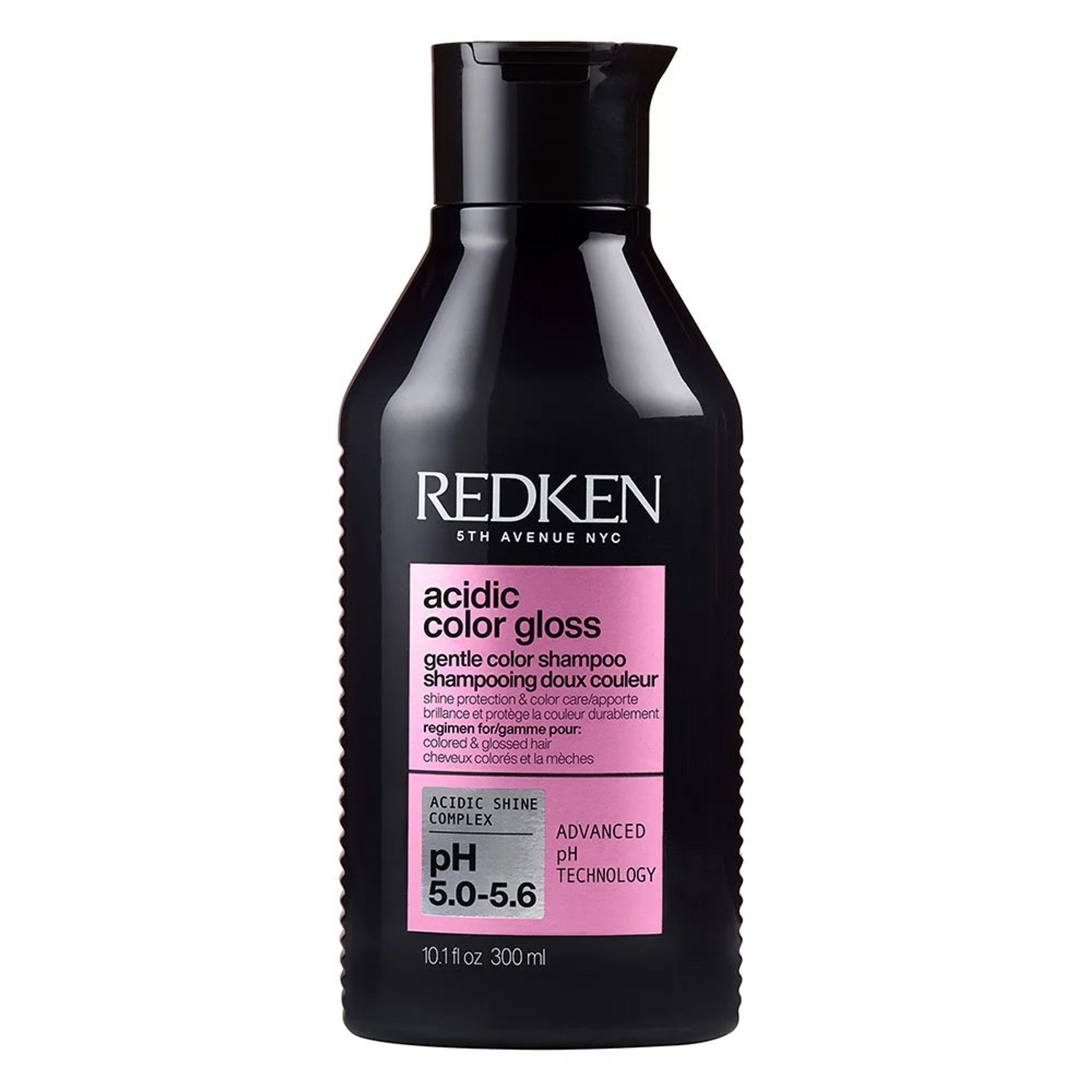 Redken Acidic Color Gloss sulfate-free shampoo bottle, black with 300 ml label