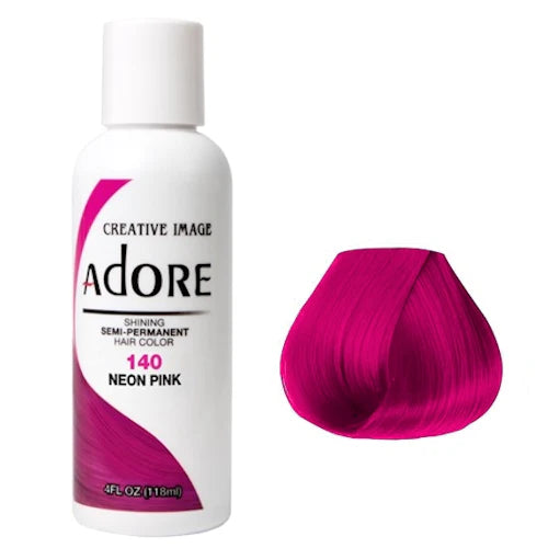 ADORE semi-permanent hair color, neon pink liquid in bottle