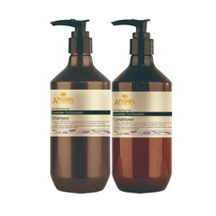 Lavender energetic shampoo & conditioner bundle, two amber pump bottles