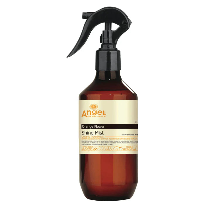 Orange flower shine mist spray bottle with black trigger sprayer