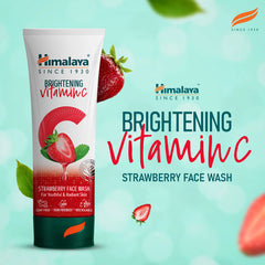 Himalaya Brightening Vitamin C strawberry face wash, white tube with green bottom