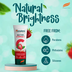 Himalaya strawberry face wash tube standing on round base, white with green bottom