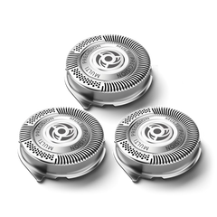 Philips shaving heads replacement set of three silver circular blades with precision markings