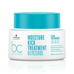 Moisture Kick treatment jar with turquoise lid and white label