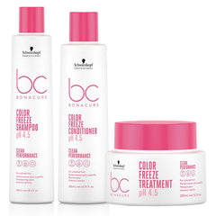 Schwarzkopf Color Freeze pH 4.5 hair care set: shampoo, conditioner, treatment (3-pack).