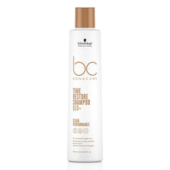 Schwarzkopf BC Bonacure Time Restore Q10+ shampoo bottle, white with gold cap