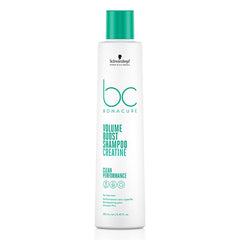 Schwarzkopf BC Bonacure Volume Boost shampoo bottle with green cap and teal label text.