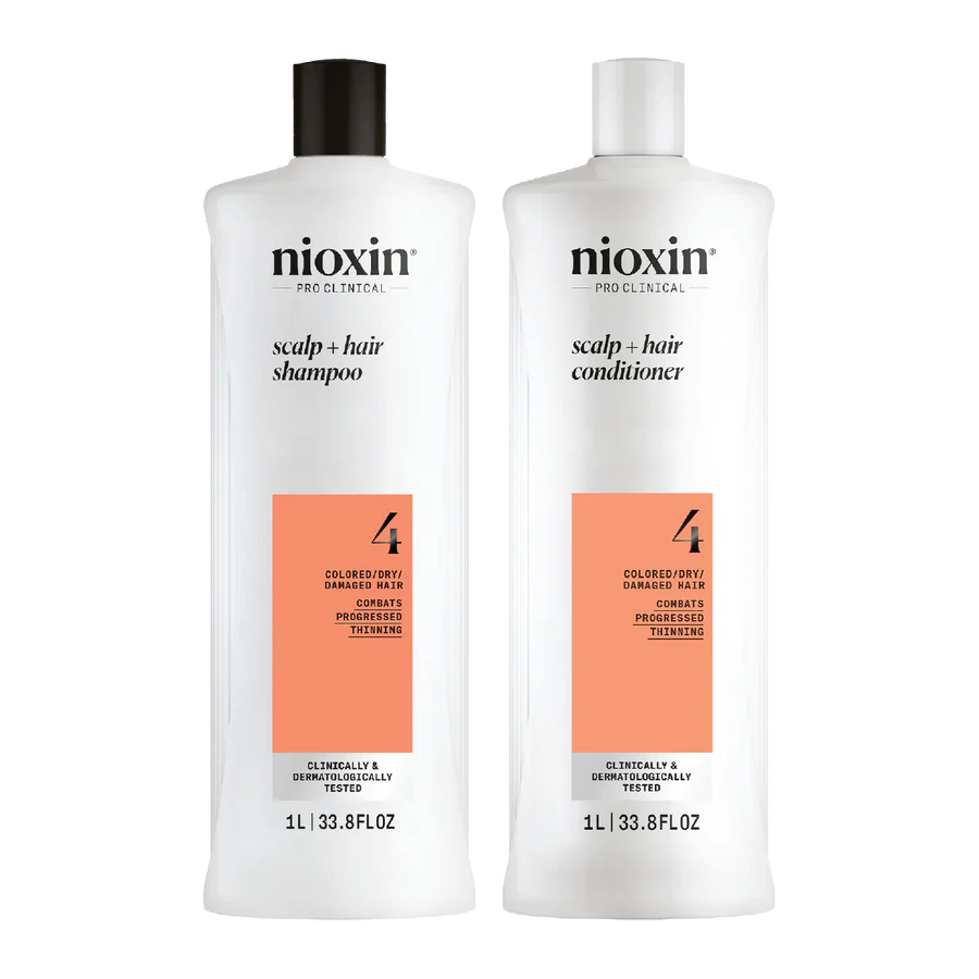 Nioxin scalp+hair shampoo and conditioner duo bottles, 1 L each, for colored hair
