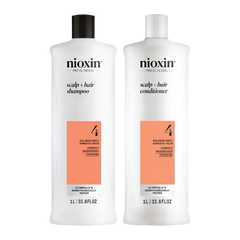 Nioxin scalp+hair shampoo and conditioner duo bottles, 1 L each, for colored hair
