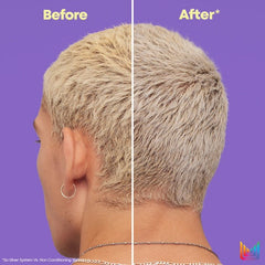 Short blond hair before and after, showing a cooler tone